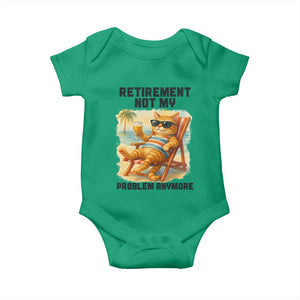 Funny Retirement Cat Baby Onesie Retired Not My Problem Anymore Chill Beach Vibes TS12 Irish Green Print Your Wear