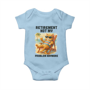 Funny Retirement Cat Baby Onesie Retired Not My Problem Anymore Chill Beach Vibes TS12 Light Blue Print Your Wear