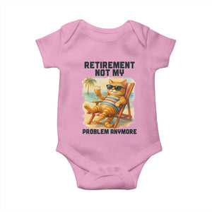 Funny Retirement Cat Baby Onesie Retired Not My Problem Anymore Chill Beach Vibes TS12 Light Pink Print Your Wear
