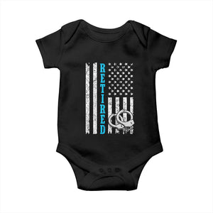 Funny Retired Police Officer Baby Onesie Patriotic Flag With Handcuffs TS12 Black Print Your Wear