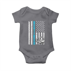 Funny Retired Police Officer Baby Onesie Patriotic Flag With Handcuffs TS12 Charcoal Print Your Wear