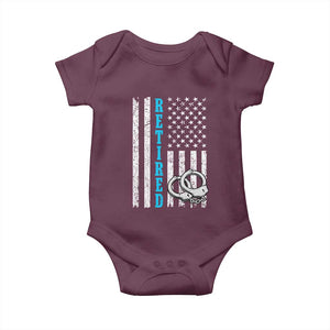 Funny Retired Police Officer Baby Onesie Patriotic Flag With Handcuffs TS12 Maroon Print Your Wear