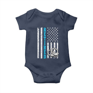 Funny Retired Police Officer Baby Onesie Patriotic Flag With Handcuffs TS12 Navy Print Your Wear