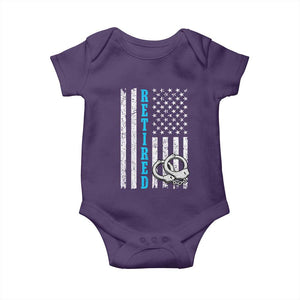 Funny Retired Police Officer Baby Onesie Patriotic Flag With Handcuffs TS12 Purple Print Your Wear