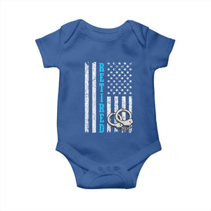 Funny Retired Police Officer Baby Onesie Patriotic Flag With Handcuffs TS12 Royal Blue Print Your Wear