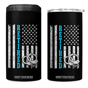 Funny Retired Police Officer 4 in 1 Can Cooler Tumbler Patriotic Flag With Handcuffs TS12 One Size: 16 oz Black Print Your Wear
