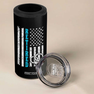 Funny Retired Police Officer 4 in 1 Can Cooler Tumbler Patriotic Flag With Handcuffs TS12 Print Your Wear