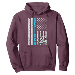 Funny Retired Police Officer Hoodie Patriotic Flag With Handcuffs TS12 Maroon Print Your Wear
