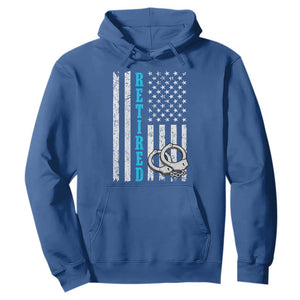 Funny Retired Police Officer Hoodie Patriotic Flag With Handcuffs TS12 Royal Blue Print Your Wear