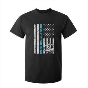 Funny Retired Police Officer T Shirt For Kid Patriotic Flag With Handcuffs TS12 Black Print Your Wear