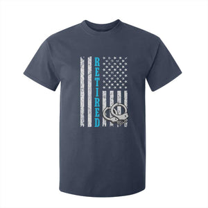 Funny Retired Police Officer T Shirt For Kid Patriotic Flag With Handcuffs TS12 Navy Print Your Wear