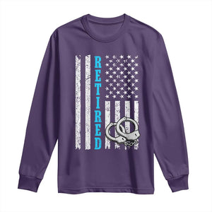 Funny Retired Police Officer Long Sleeve Shirt Patriotic Flag With Handcuffs TS12 Purple Print Your Wear