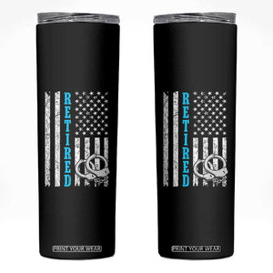 Funny Retired Police Officer Skinny Tumbler Patriotic Flag With Handcuffs TS12 Black Print Your Wear