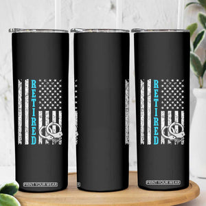 Funny Retired Police Officer Skinny Tumbler Patriotic Flag With Handcuffs TS12 Print Your Wear