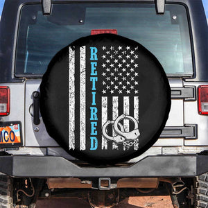 Funny Retired Police Officer Spare Tire Cover Patriotic Flag With Handcuffs TS12 No hole Black Print Your Wear