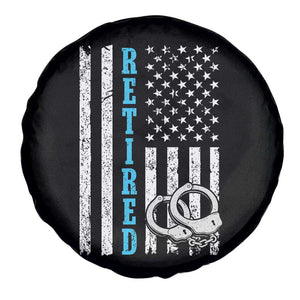 Funny Retired Police Officer Spare Tire Cover Patriotic Flag With Handcuffs TS12 Print Your Wear
