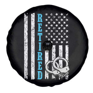 Funny Retired Police Officer Spare Tire Cover Patriotic Flag With Handcuffs TS12 Print Your Wear