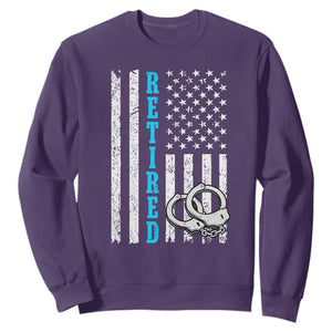 Funny Retired Police Officer Sweatshirt Patriotic Flag With Handcuffs TS12 Purple Print Your Wear