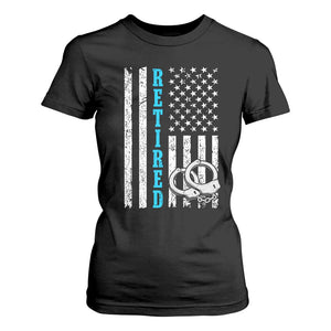 Funny Retired Police Officer T Shirt For Women Patriotic Flag With Handcuffs TS12 Black Print Your Wear