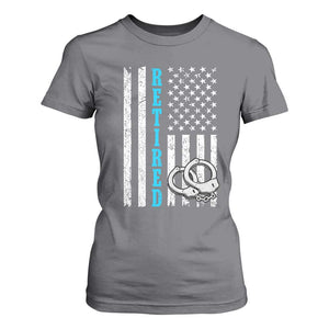 Funny Retired Police Officer T Shirt For Women Patriotic Flag With Handcuffs TS12 Charcoal Print Your Wear