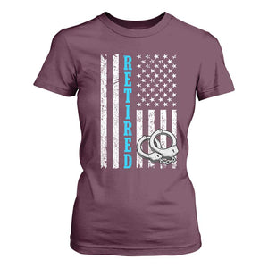 Funny Retired Police Officer T Shirt For Women Patriotic Flag With Handcuffs TS12 Maroon Print Your Wear