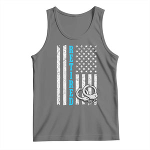Funny Retired Police Officer Tank Top Patriotic Flag With Handcuffs TS12 Black Heather Print Your Wear