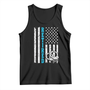 Funny Retired Police Officer Tank Top Patriotic Flag With Handcuffs TS12 Black Print Your Wear