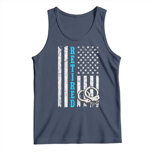 Funny Retired Police Officer Tank Top Patriotic Flag With Handcuffs TS12 Navy Print Your Wear