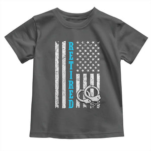 Funny Retired Police Officer Toddler T Shirt Patriotic Flag With Handcuffs TS12 Dark Heather Print Your Wear