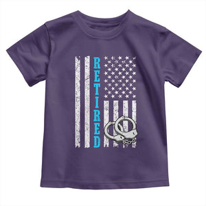 Funny Retired Police Officer Toddler T Shirt Patriotic Flag With Handcuffs TS12 Purple Print Your Wear