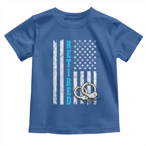 Funny Retired Police Officer Toddler T Shirt Patriotic Flag With Handcuffs TS12 Royal Blue Print Your Wear