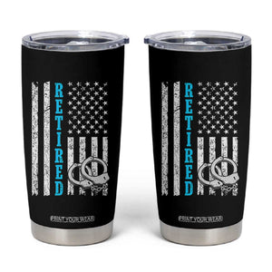 Funny Retired Police Officer Tumbler Cup Patriotic Flag With Handcuffs TS12 Black Print Your Wear