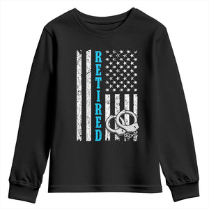 Funny Retired Police Officer Youth Sweatshirt Patriotic Flag With Handcuffs TS12 Black Print Your Wear