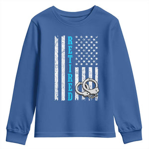 Funny Retired Police Officer Youth Sweatshirt Patriotic Flag With Handcuffs TS12 Royal Blue Print Your Wear