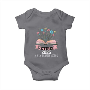 Women Retirement Life Baby Onesie Retired 2025 A New Chapter Begins Floral Book TS12 Charcoal Print Your Wear