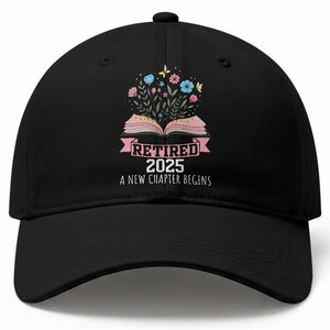 Women Retirement Life Baseball Cap Retired 2025 A New Chapter Begins Floral Book TS12 Print Your Wear