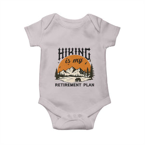 Hiking Is My Retirement Plan Baby Onesie Outdoor Vintage Mountain Scene TS12 Ice Gray Print Your Wear