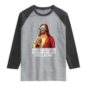Funny Religious Jesus Raglan Shirt Wait Im Goated TS12 Heather Gray Heather Charcoal Print Your Wear
