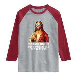 Funny Religious Jesus Raglan Shirt Wait Im Goated TS12 Heather Gray Heather Red Print Your Wear