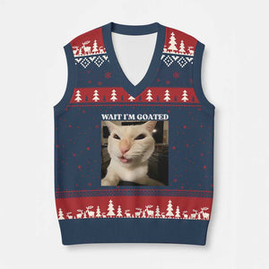 Funny Cat Meme Lover V-Neck Knit Sweater Vest TS12 Navy Red Print Your Wear