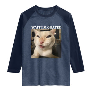 Funny Cat Meme Lover Raglan Shirt TS12 Heather Denim Navy Print Your Wear
