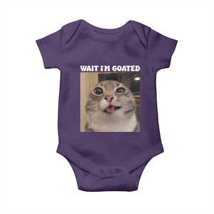 Funny Silly Cat Meme Baby Onesie Wait Im Goated TS12 Purple Print Your Wear