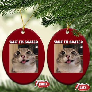 Funny Silly Cat Meme Ceramic Ornament Wait Im Goated TS12 Print Your Wear