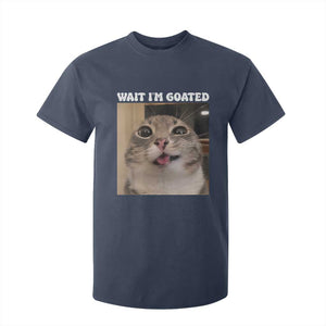 Funny Silly Cat Meme T Shirt For Kid Wait Im Goated TS12 Navy Print Your Wear