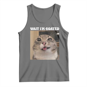 Funny Silly Cat Meme Tank Top Wait Im Goated TS12 Black Heather Print Your Wear