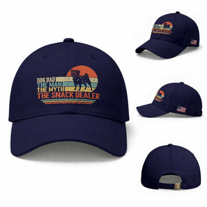 Vintage Dog Dad Baseball Cap The Man The Myth The Snack Dealer TS12 Baseball Cap Universal Fit Dark Blue Print Your Wear