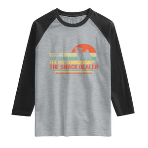 Vintage Dog Dad Raglan Shirt The Man The Myth The Snack Dealer TS12 Heather Gray Black Print Your Wear