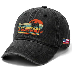 Vintage Dog Dad Washed Cotton Baseball Cap The Man The Myth The Snack Dealer TS12 Print Your Wear