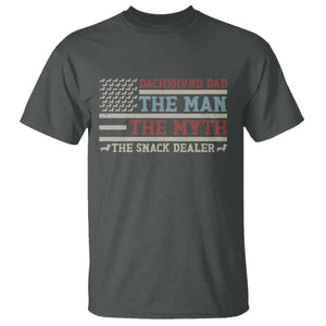 American Flag Dachshund Dad T Shirt The Man The Myth The Snack Dealer TS12 Dark Heather Print Your Wear