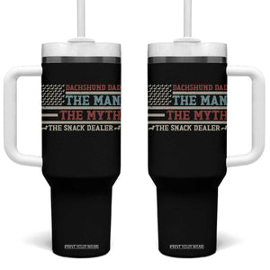 American Flag Dachshund Dad Tumbler With Handle The Man The Myth The Snack Dealer TS12 One Size: 40 oz Black Print Your Wear